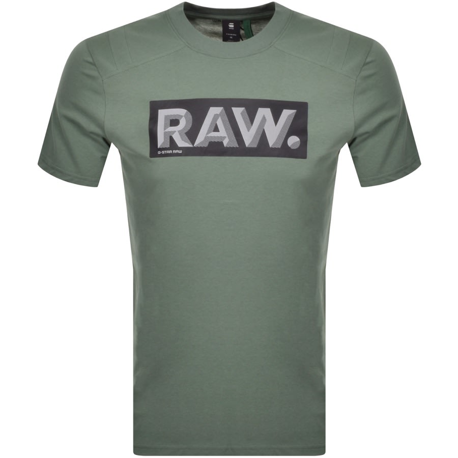 Alternative Image for ProductG Star Raw Reflective Logo T Shirt Green1